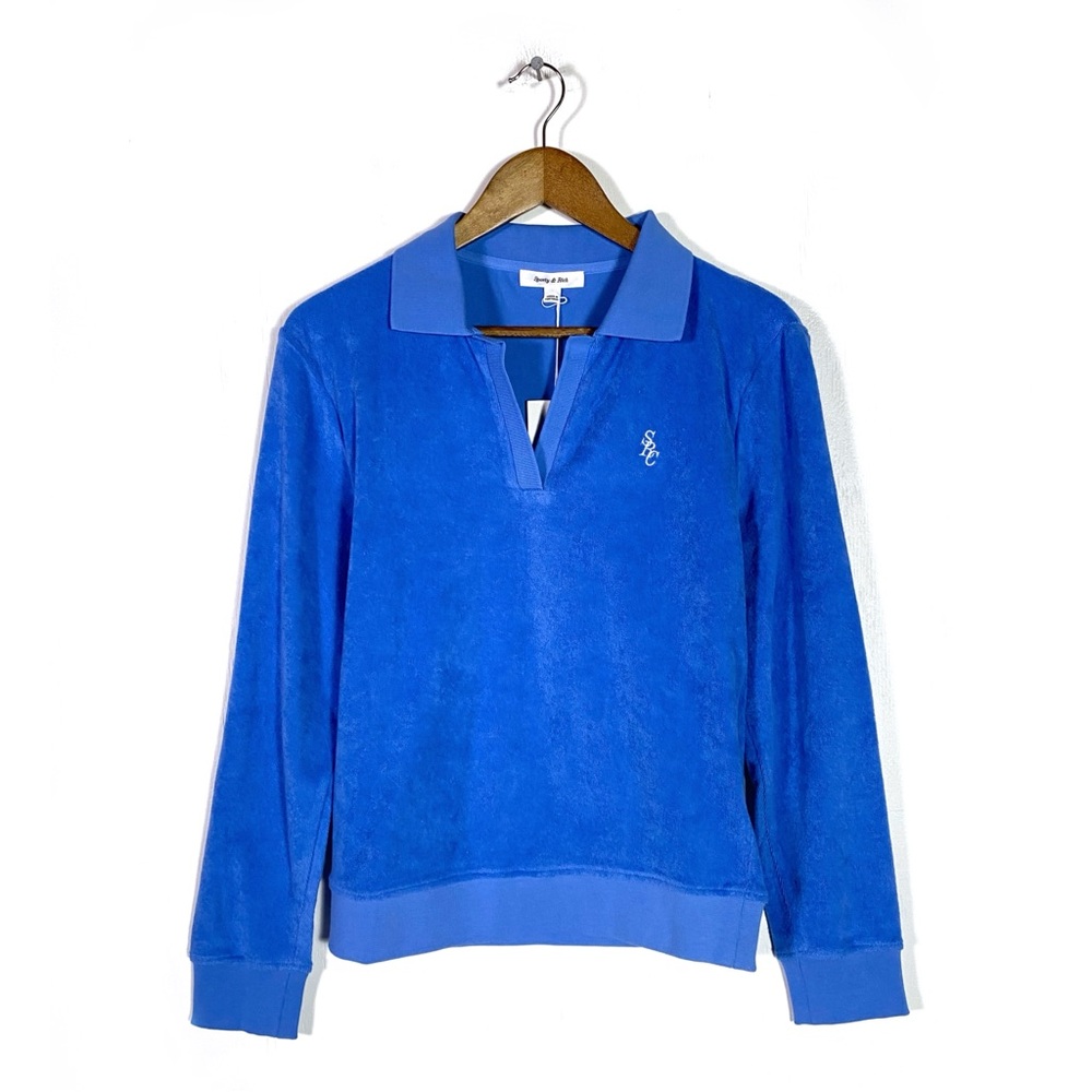 Sporty & Rich Amanda Long-sleeve Polo Blue - Picture 2 of 7